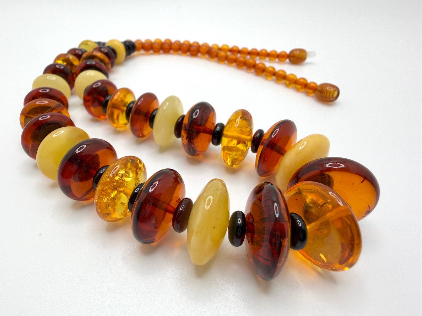 Genuine Baltic Amber Ombré Necklace | Donut Shape Amber Beads