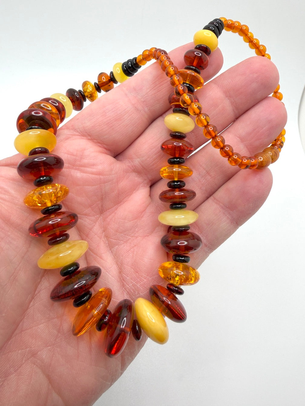Genuine Baltic Amber Ombré Necklace | Donut Shape Amber Beads