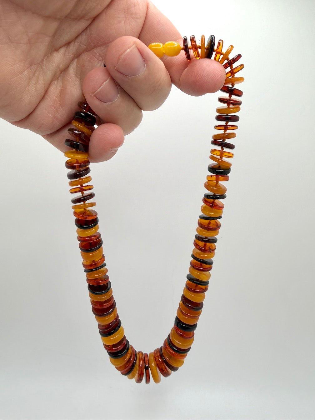 Genuine Baltic Amber Ombré Necklace | Donut Shape Amber Beads | Lemon, Butterscotch, Honey & Cherry Amber
