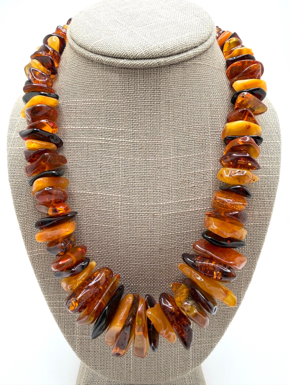 Genuine Baltic Amber Ombré Necklace | Flat Donut Shape Amber Beads | Lemon, Butterscotch, Honey & Cherry Amber