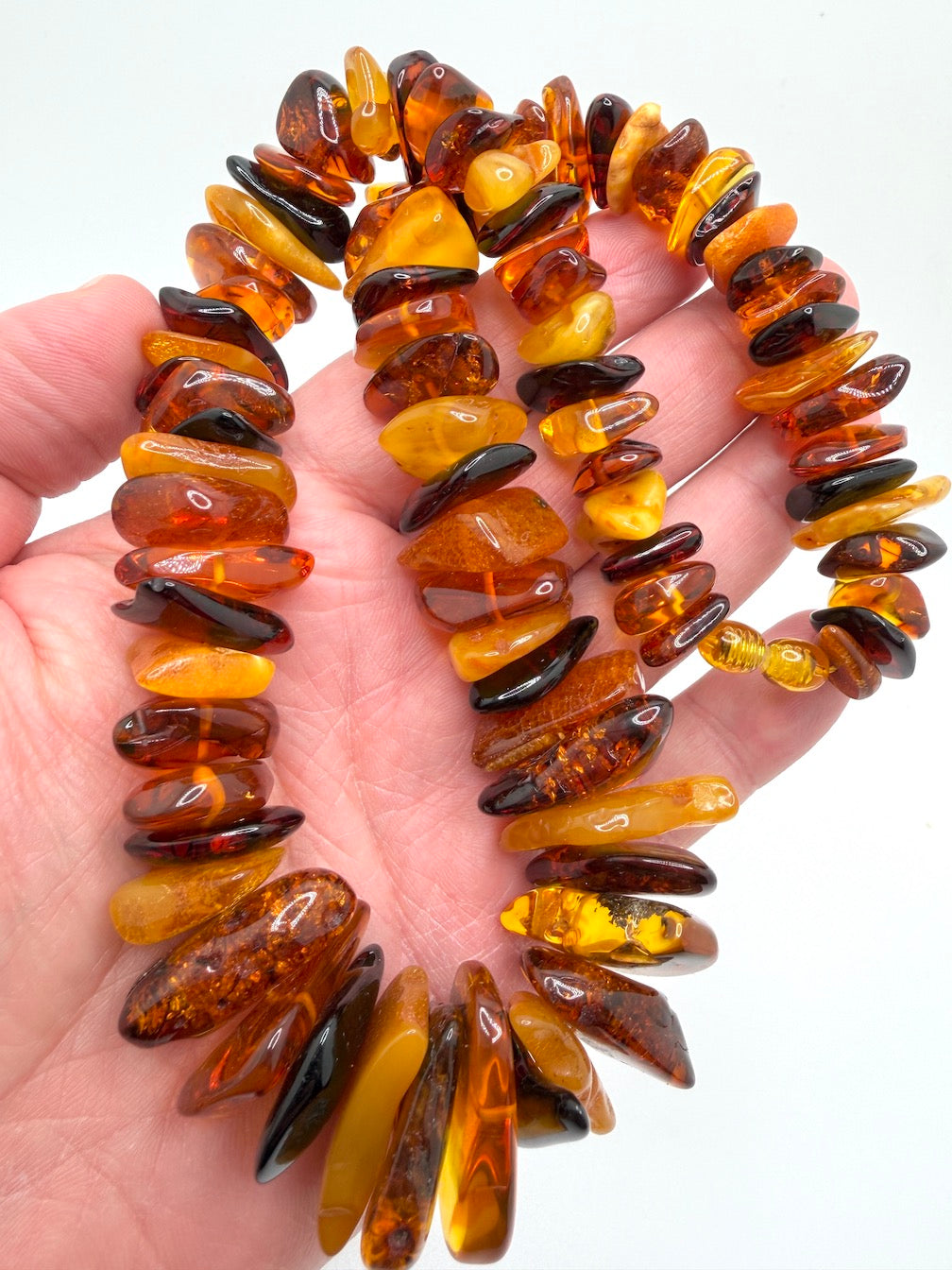 Genuine Baltic Amber Ombré Necklace | Flat Donut Shape Amber Beads | Lemon, Butterscotch, Honey & Cherry Amber