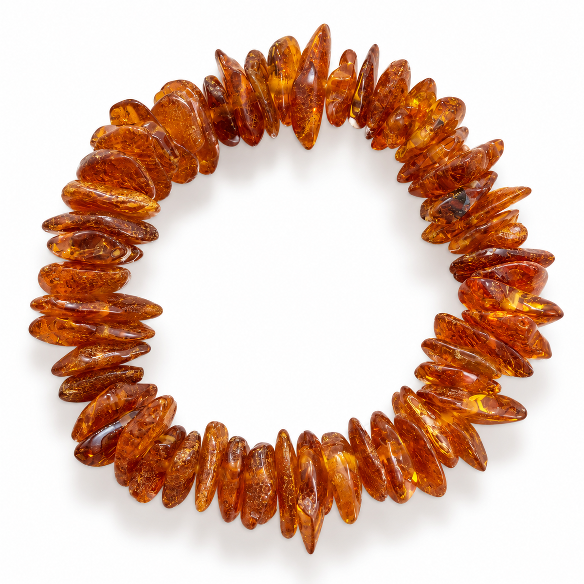 Genuine Baltic Amber Organic Chip Stretch Bracelet 