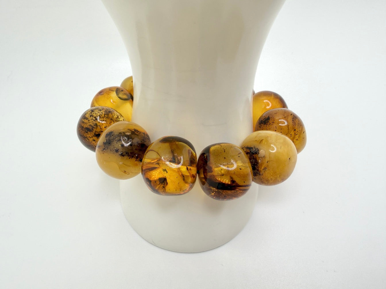Genuine Baltic Amber Oversized Bead Stretch Bracelet