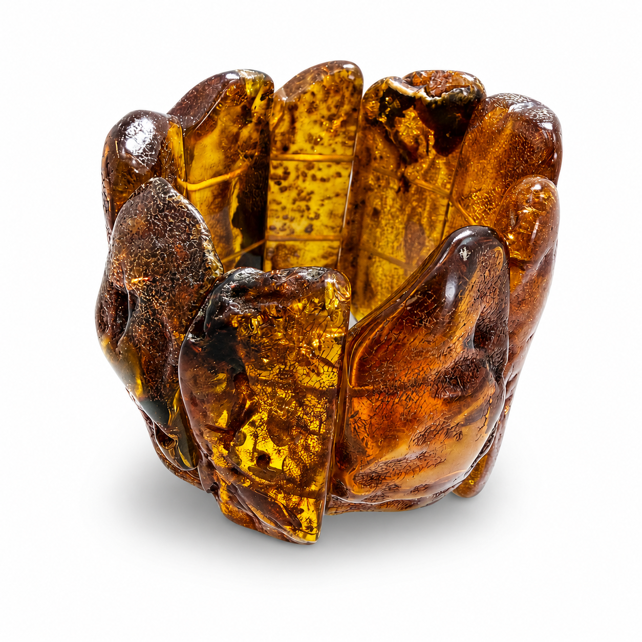 Genuine Baltic Amber Oversized Chunk Bracelet – Golden Honey & Cognac | Museum Quality | One of a Kind Statement Piece | 175g