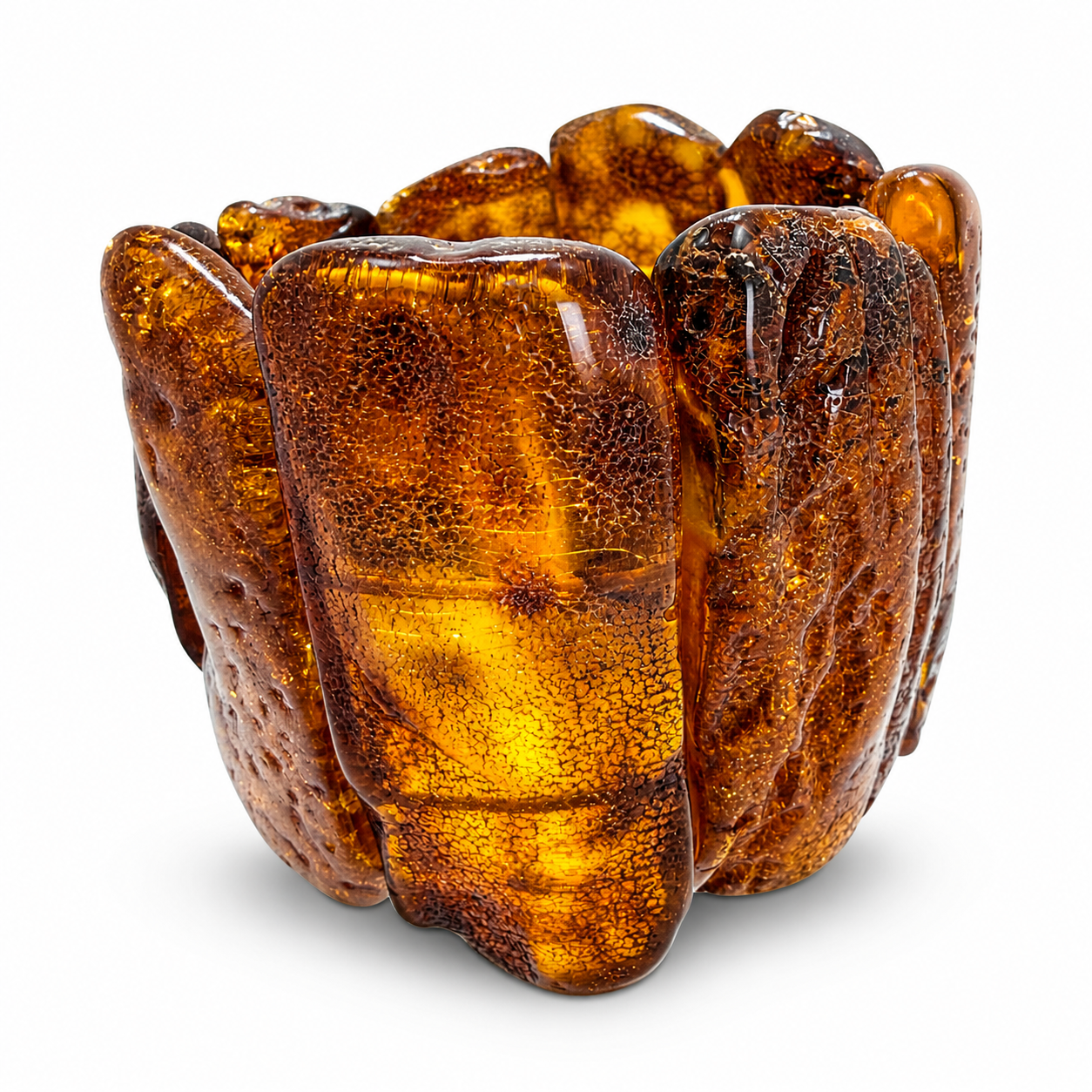 Genuine Baltic Amber Oversized Chunk Bracelet – Golden Honey & Cognac | Museum Quality | One of a Kind Statement Piece | 175g