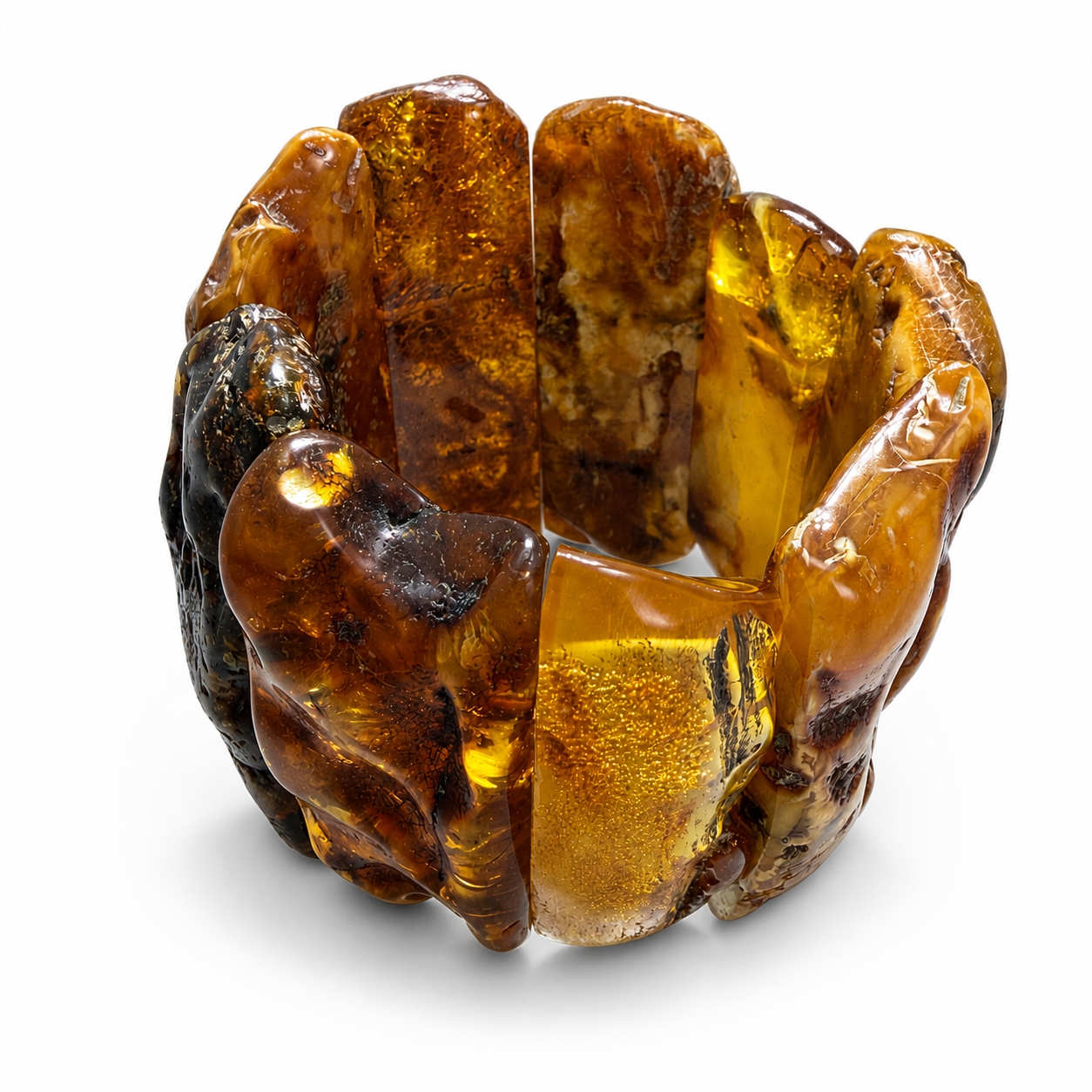 Genuine Baltic Amber Oversized Chunk Bracelet – Lemon Butter, Butterscotch & Honey | Museum Quality | One of a Kind Statement Piece | 166g