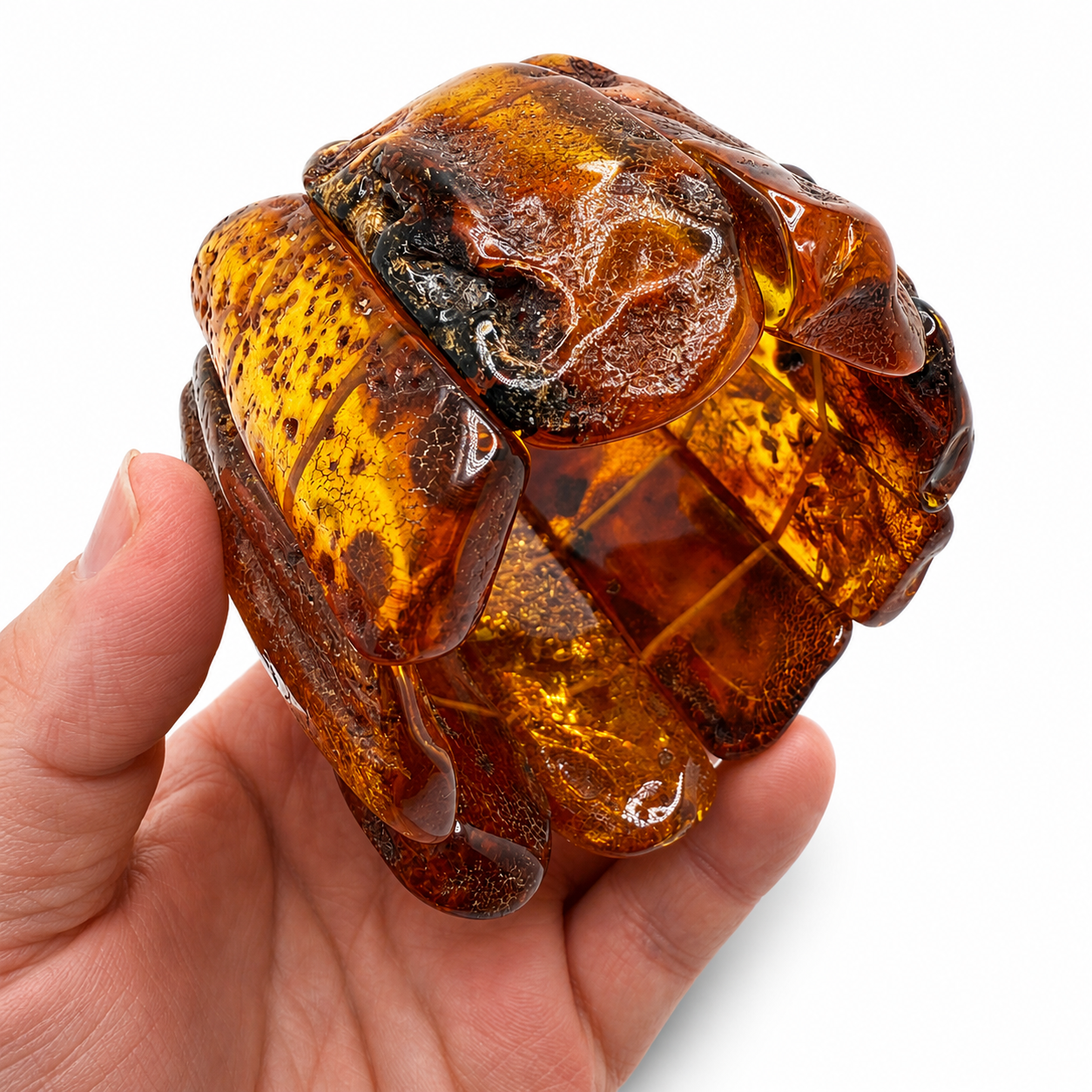 Genuine Baltic Amber Oversized Chunk Bracelet – Golden Honey & Cognac | Museum Quality | One of a Kind Statement Piece | 175g