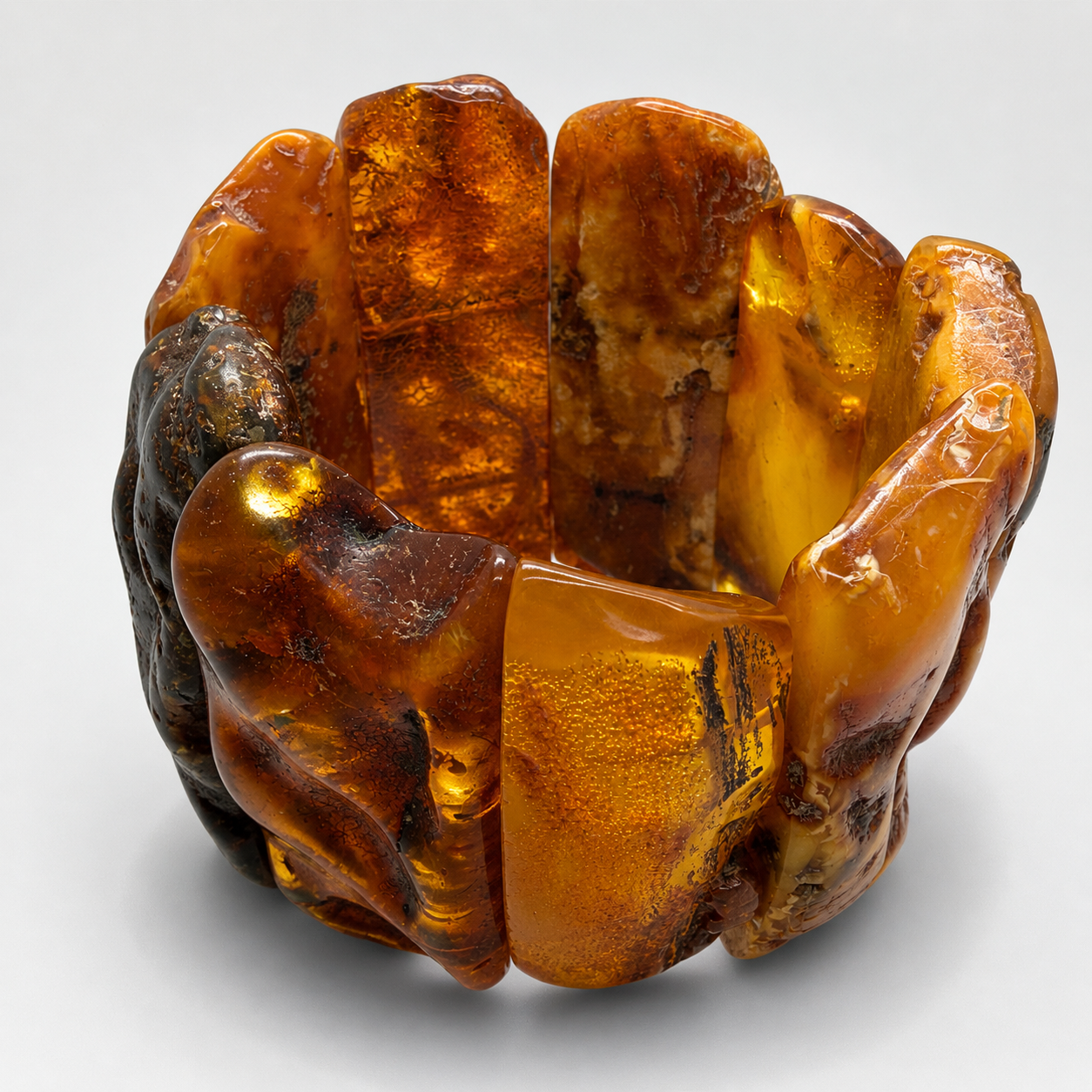 Genuine Baltic Amber Oversized Chunk Bracelet – Lemon Butter, Butterscotch & Honey | Museum Quality | One of a Kind Statement Piece | 166g