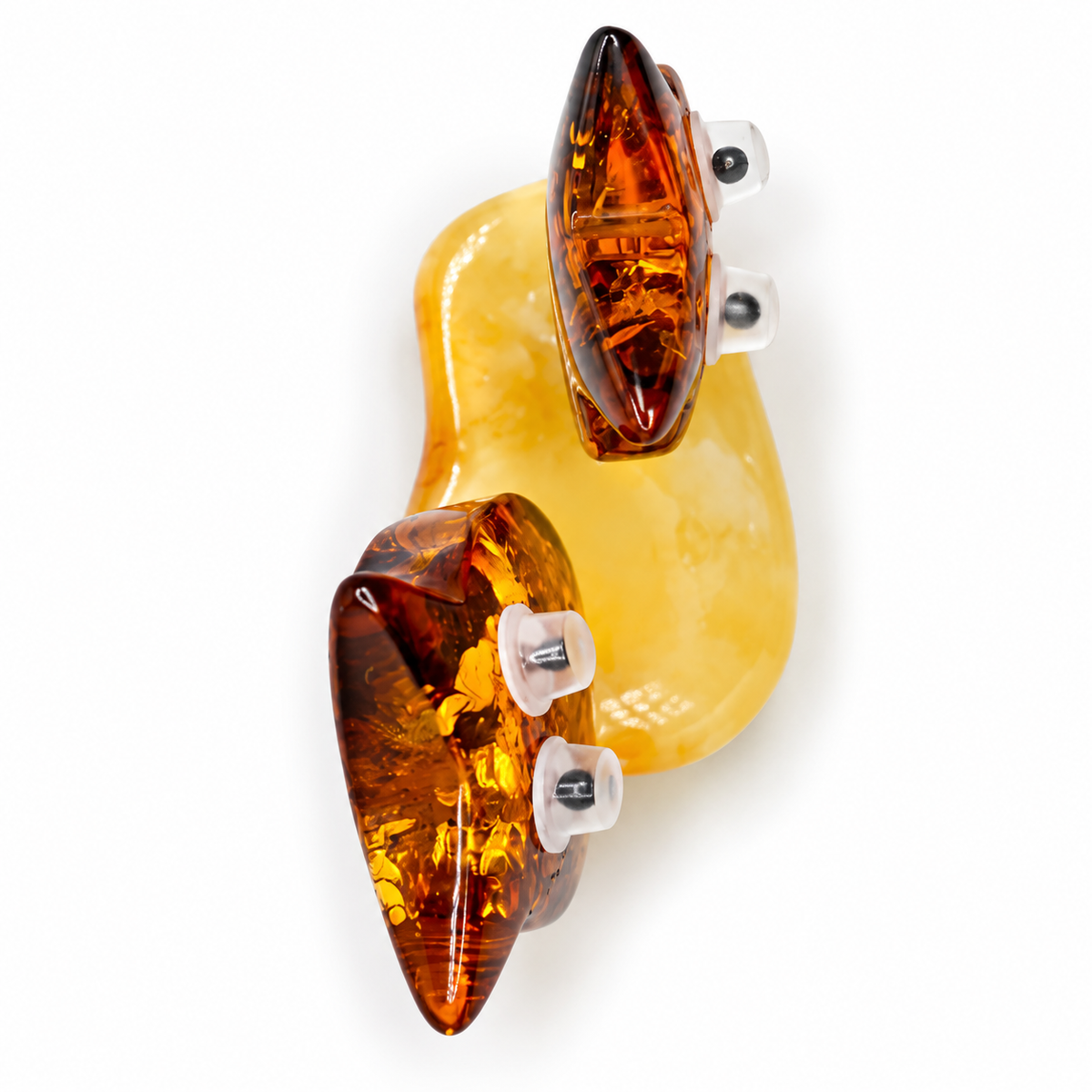 Genuine Baltic Amber Owl Figurine – Two Cute Cognac Amber Owls