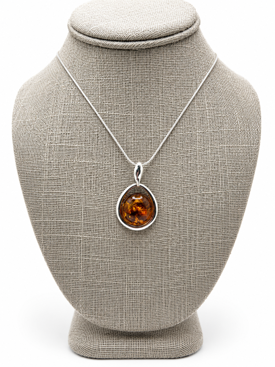Genuine Baltic Amber Pendant & Earrings Set – Sterling Silver Amber Jewelry – Cognac Amber Necklace – Lever Back Earrings