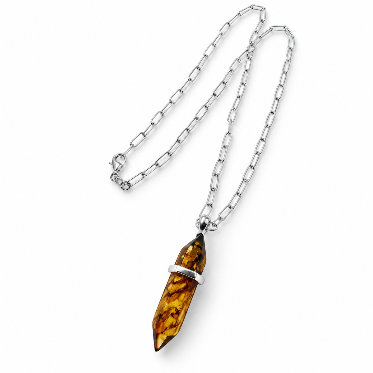 Genuine Baltic Amber Spike Pendant Necklace