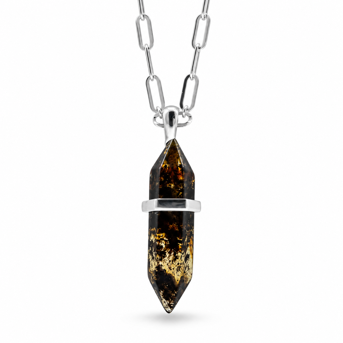 Genuine Baltic Amber Spike Pendant Necklace