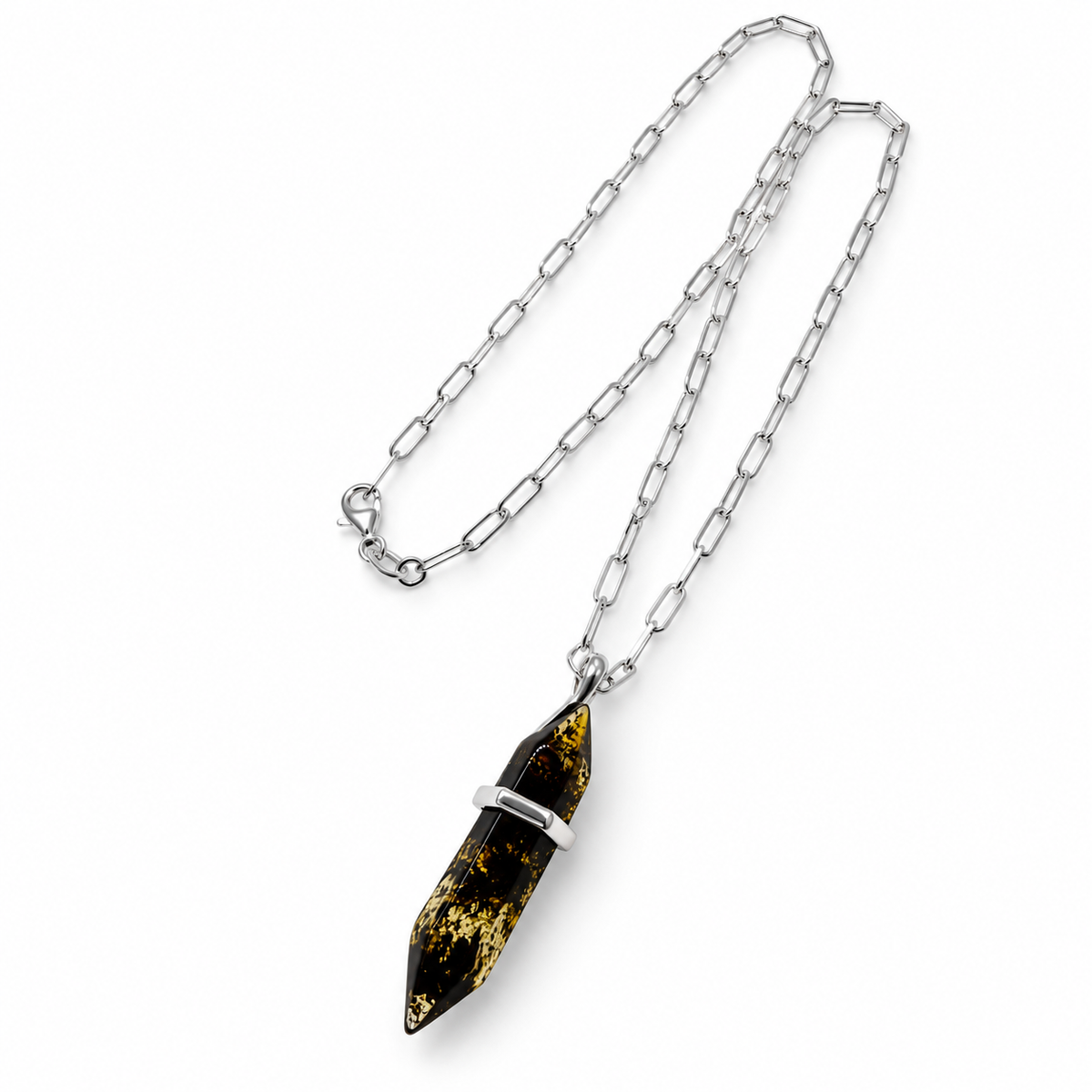 Genuine Baltic Amber Spike Pendant Necklace