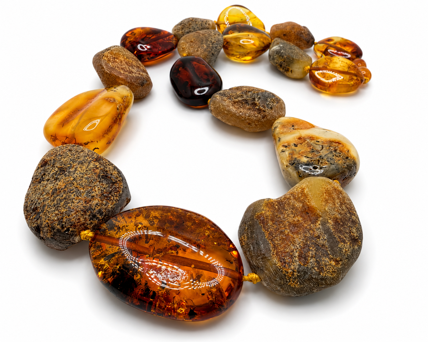 Genuine Baltic Amber Statement Necklace – Large Raw & Polished Amber Stones 