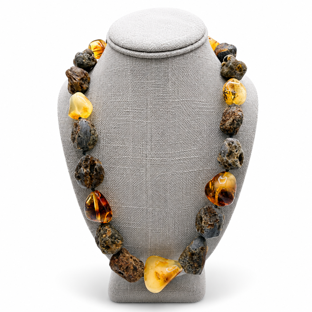 Genuine Baltic Amber Statement Necklace – Raw & Polished Amber Necklace