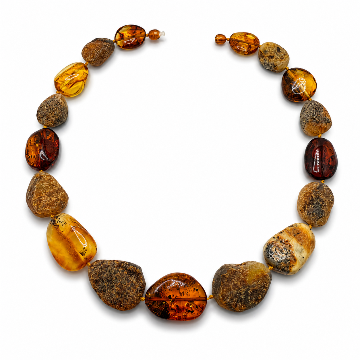Genuine Baltic Amber Statement Necklace – Large Raw & Polished Amber Stones 