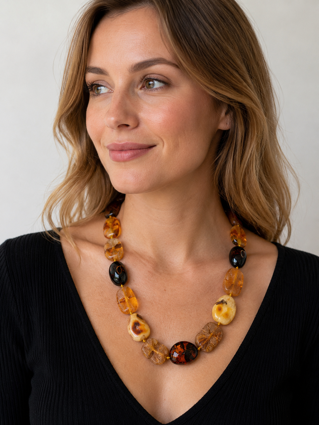 Genuine Baltic Amber Multicolor Chunk Necklace