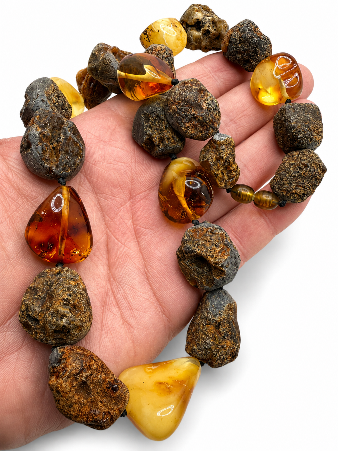 Genuine Baltic Amber Statement Necklace – Raw & Polished Amber Necklace