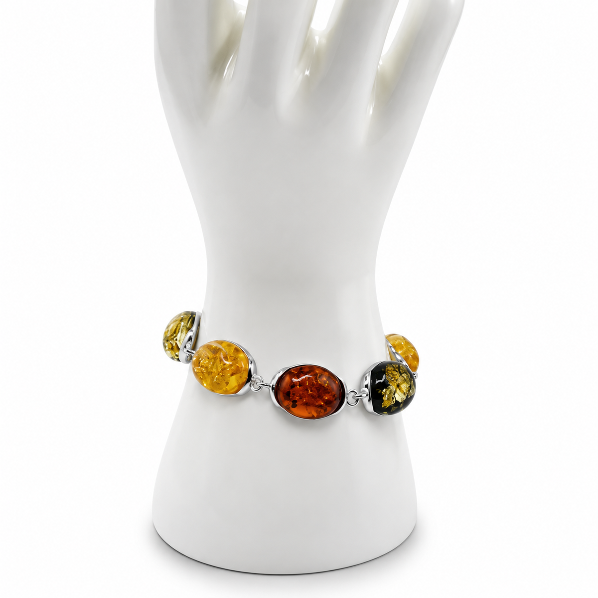 Genuine Baltic Amber Sterling Silver Bracelet