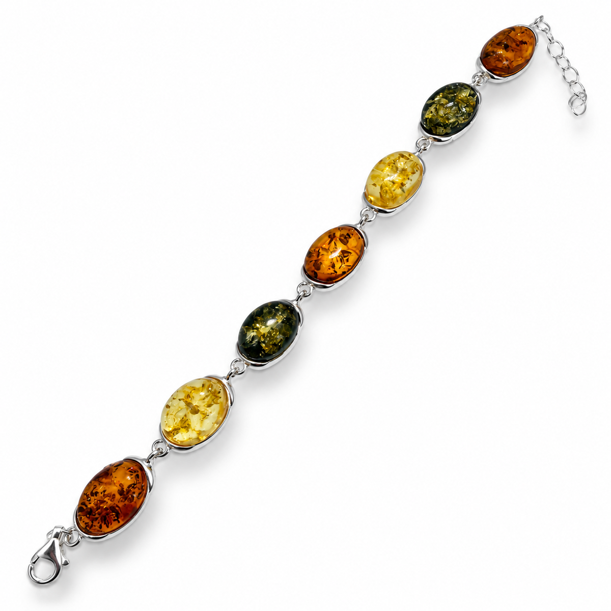 Genuine Baltic Amber Sterling Silver Bracelet