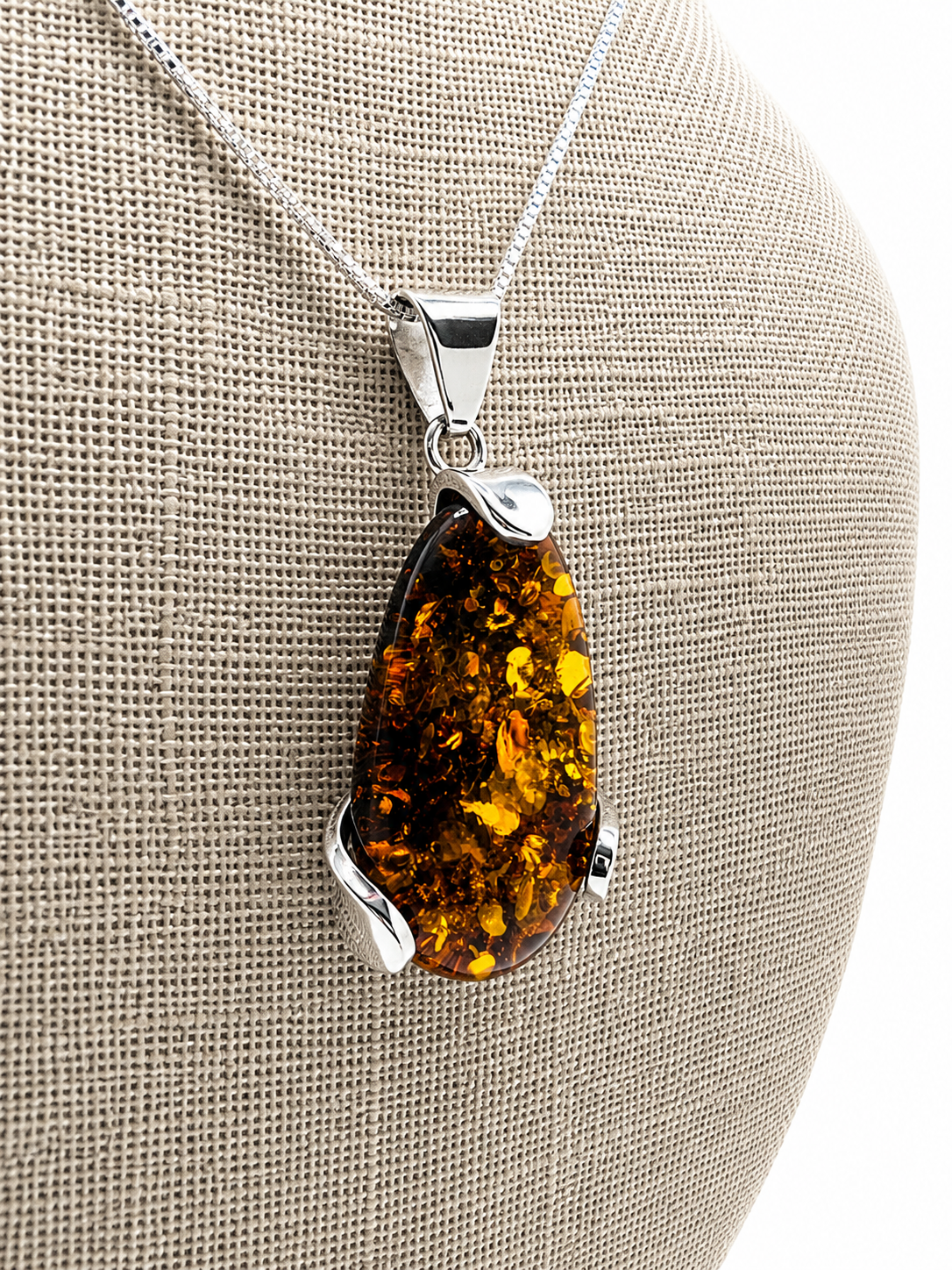 Genuine Baltic Amber Sterling Silver Pendant