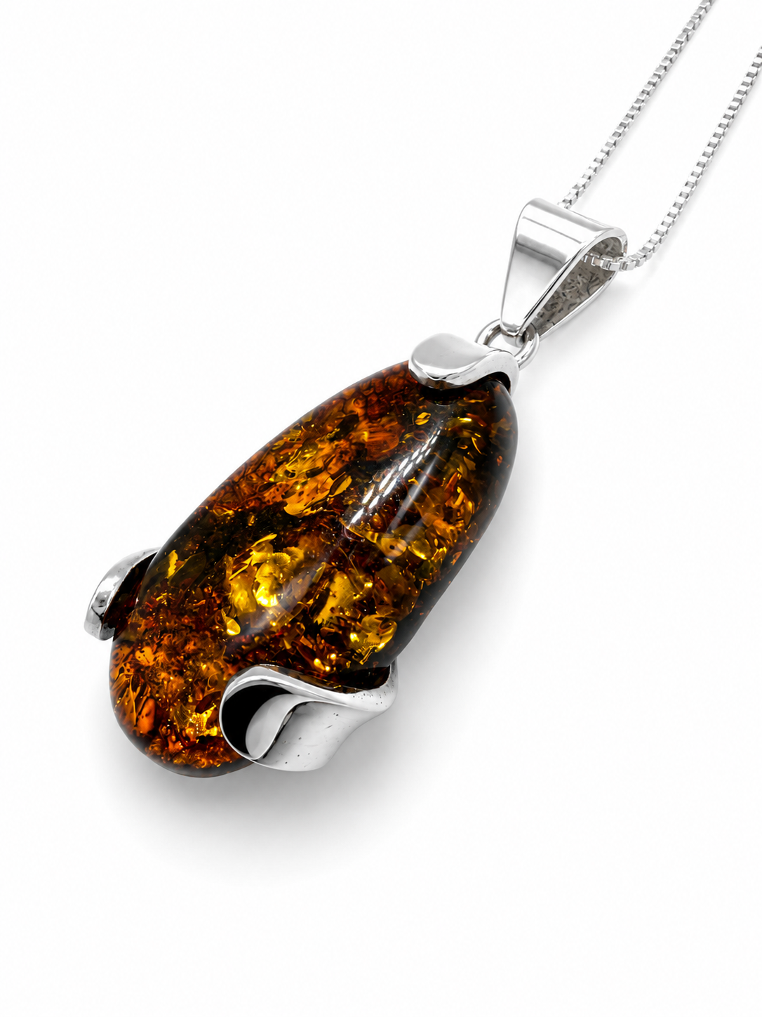 Genuine Baltic Amber Sterling Silver Pendant