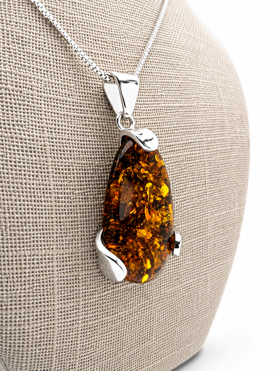 Genuine Baltic Amber Sterling Silver Pendant