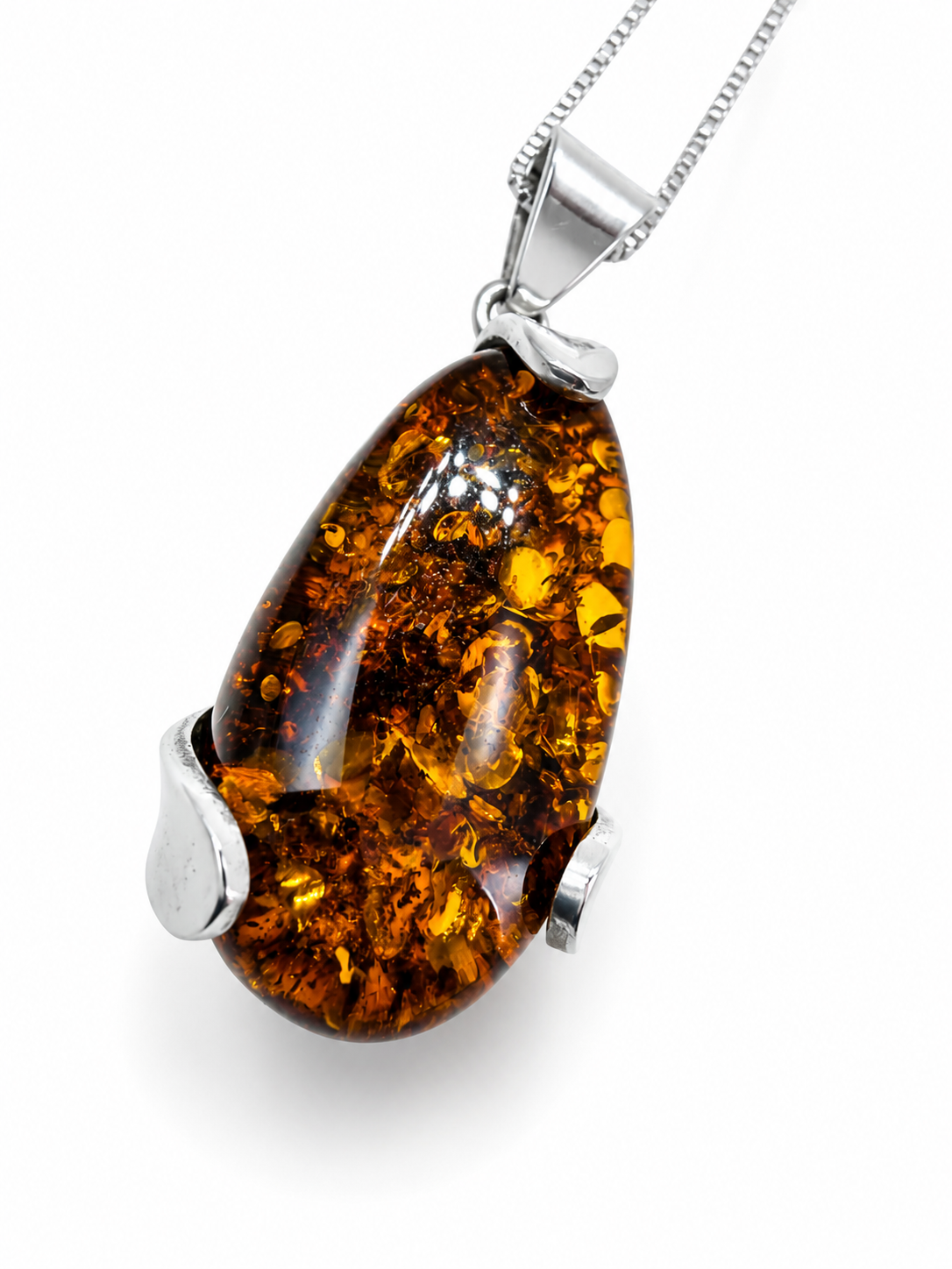 Genuine Baltic Amber Sterling Silver Pendant