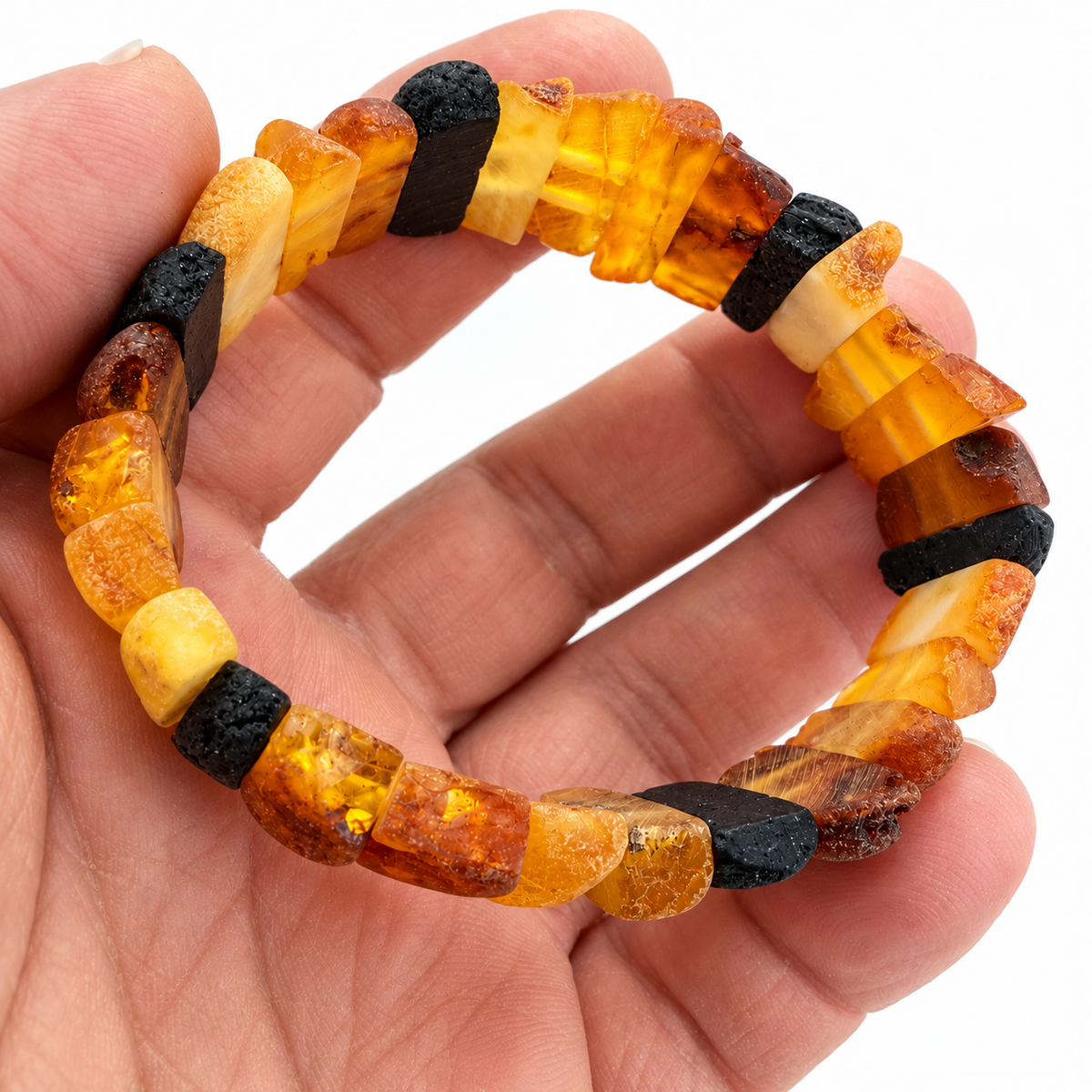 Genuine Baltic Amber Stretch Bangle Bracelet 