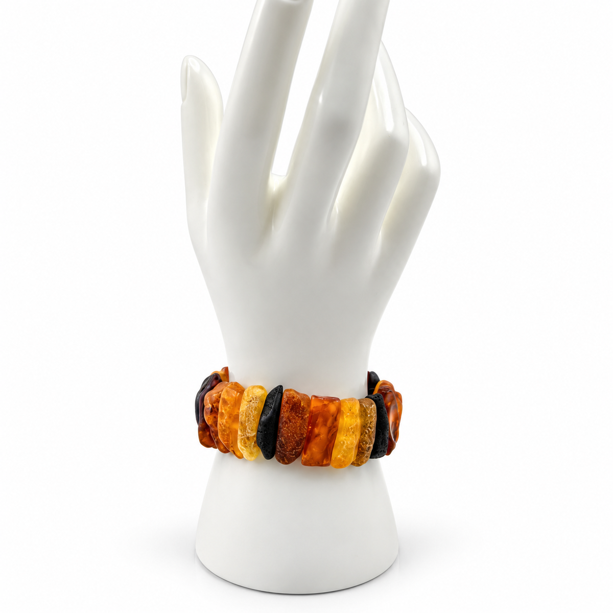 Genuine Baltic Amber Stretch Bangle Bracelet 