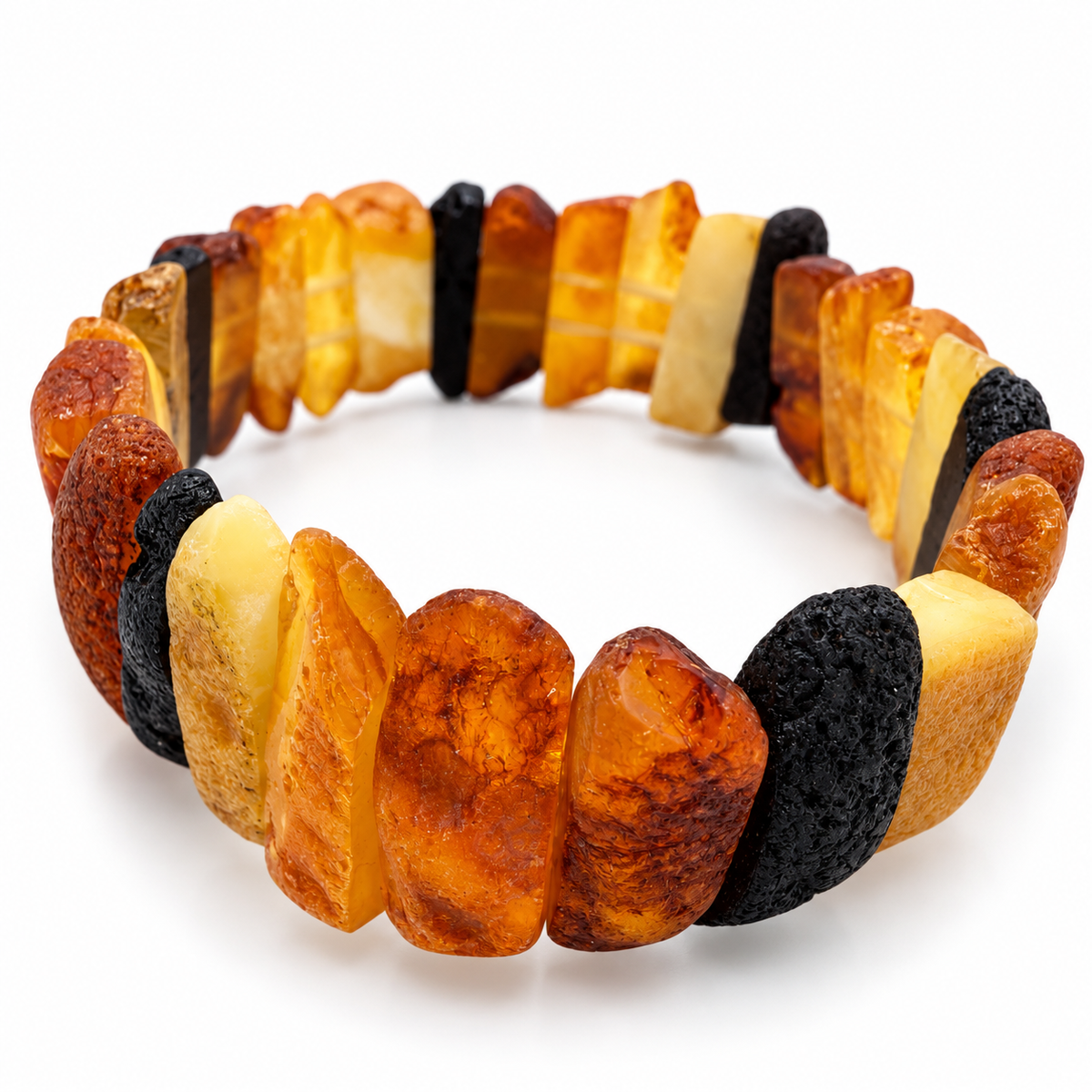 Genuine Baltic Amber Stretch Bangle Bracelet 