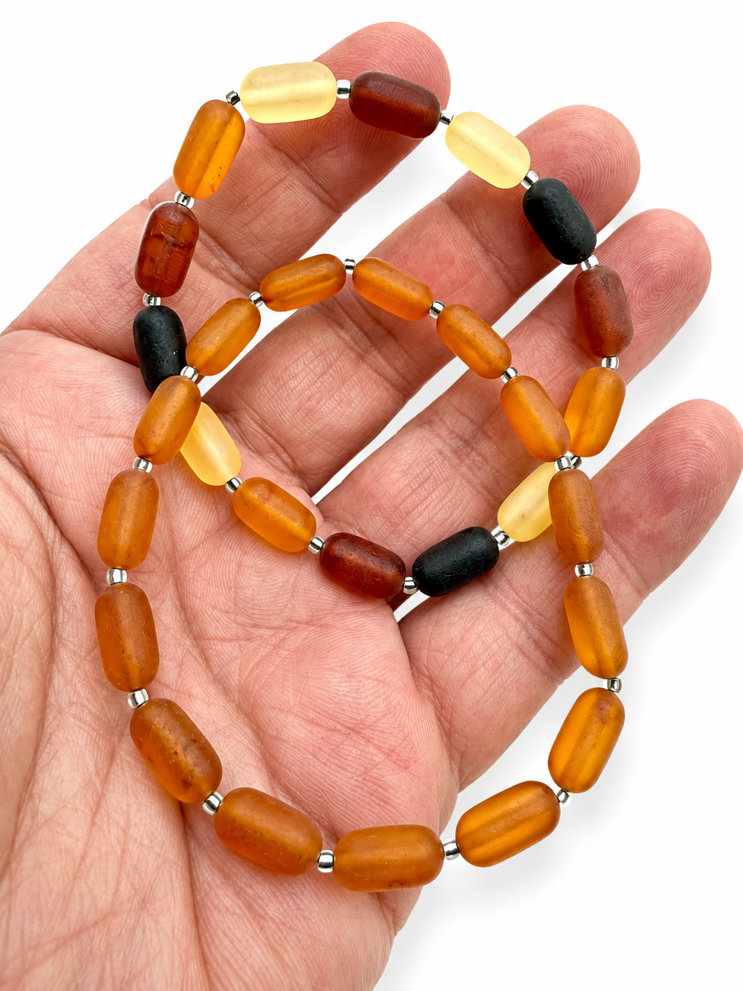 Genuine Baltic Amber Stretch Bracelet – Matte Bean Beads
