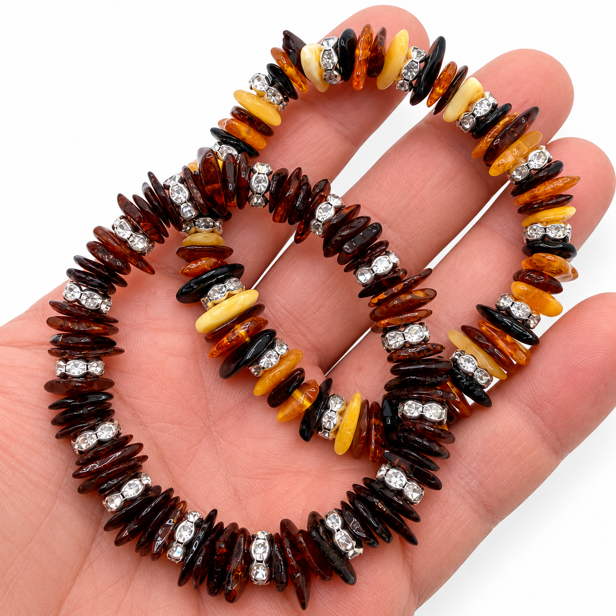 Genuine Baltic Amber Stretch Bracelet | Cognac or Multicolor Amber