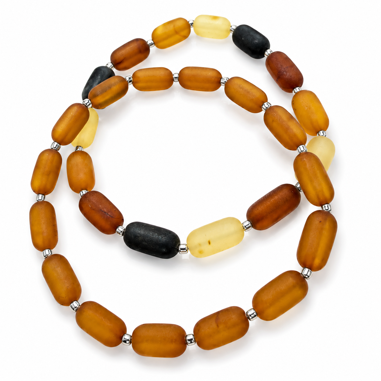 Genuine Baltic Amber Stretch Bracelet – Matte Bean Beads