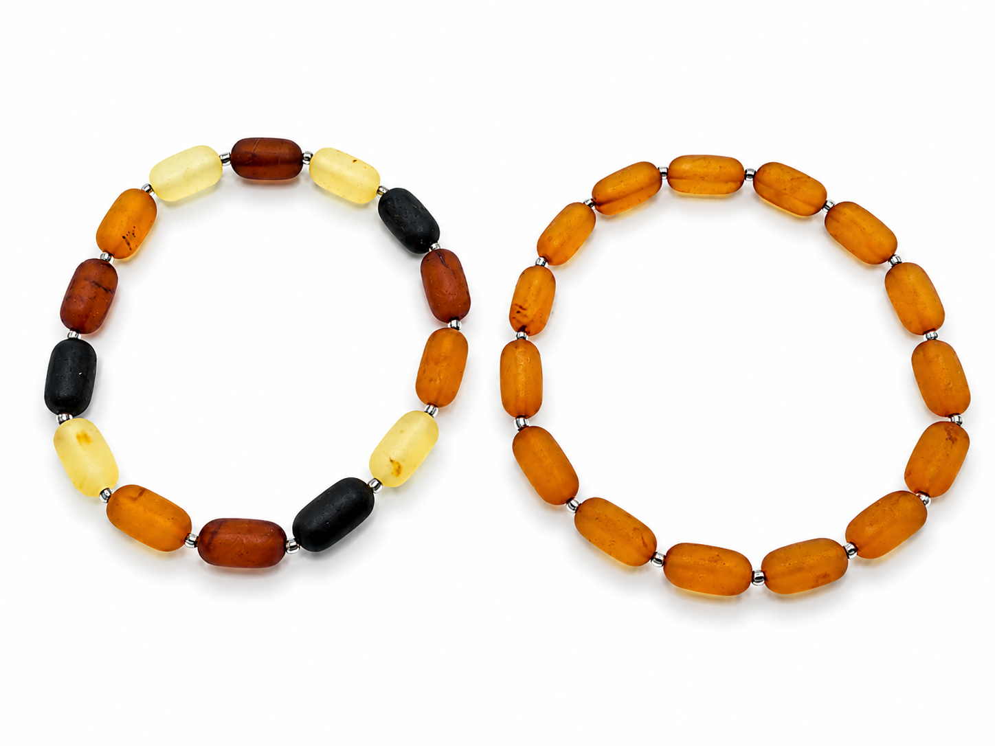 Genuine Baltic Amber Stretch Bracelet – Matte Bean Beads