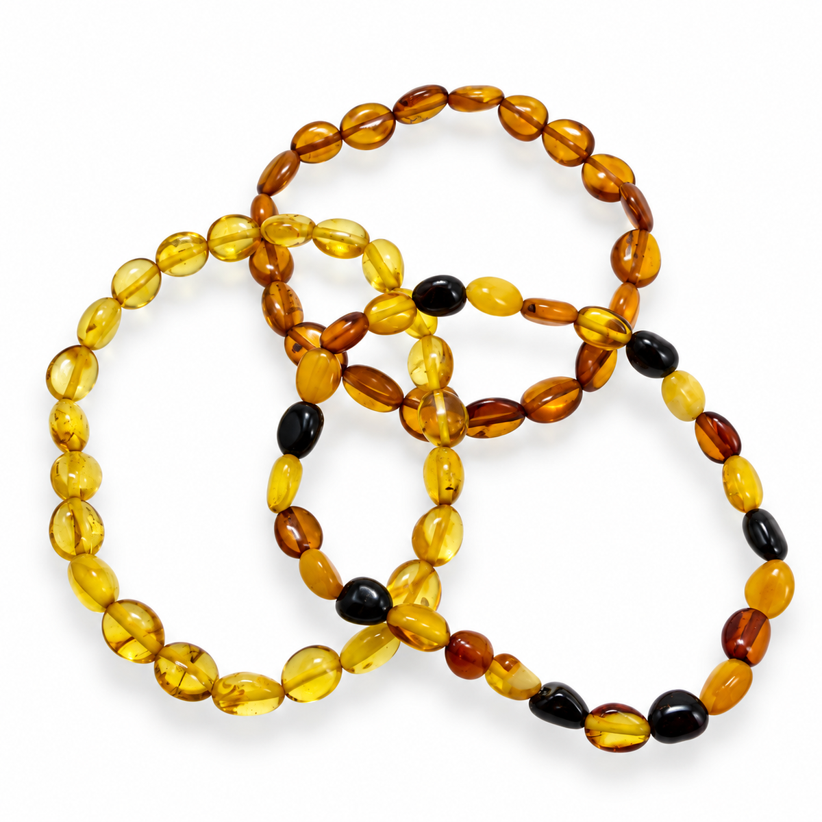 Genuine Baltic Amber Stretch Bracelet, Cognac Lemon or Multicolor