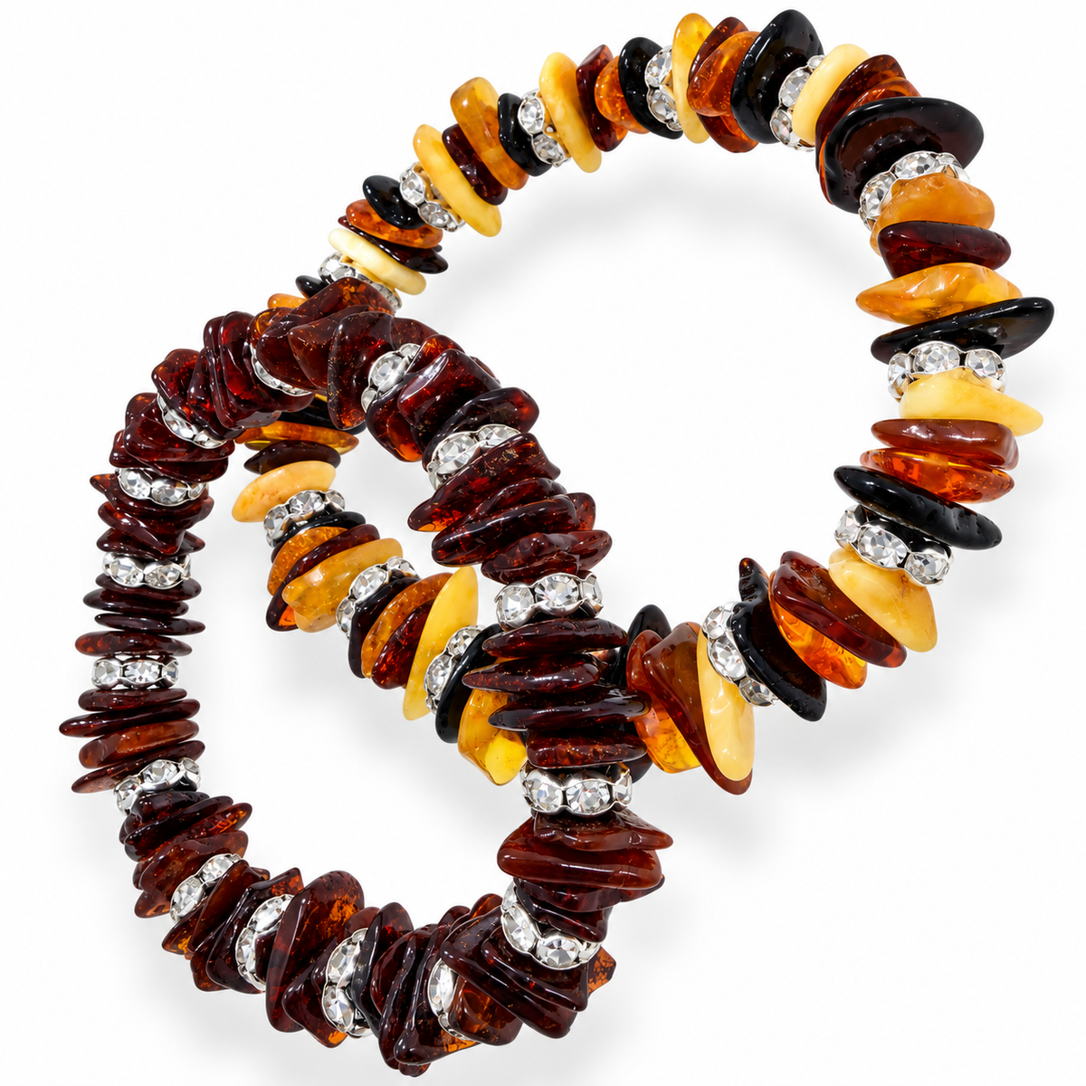 Genuine Baltic Amber Stretch Bracelet | Cognac or Multicolor Amber