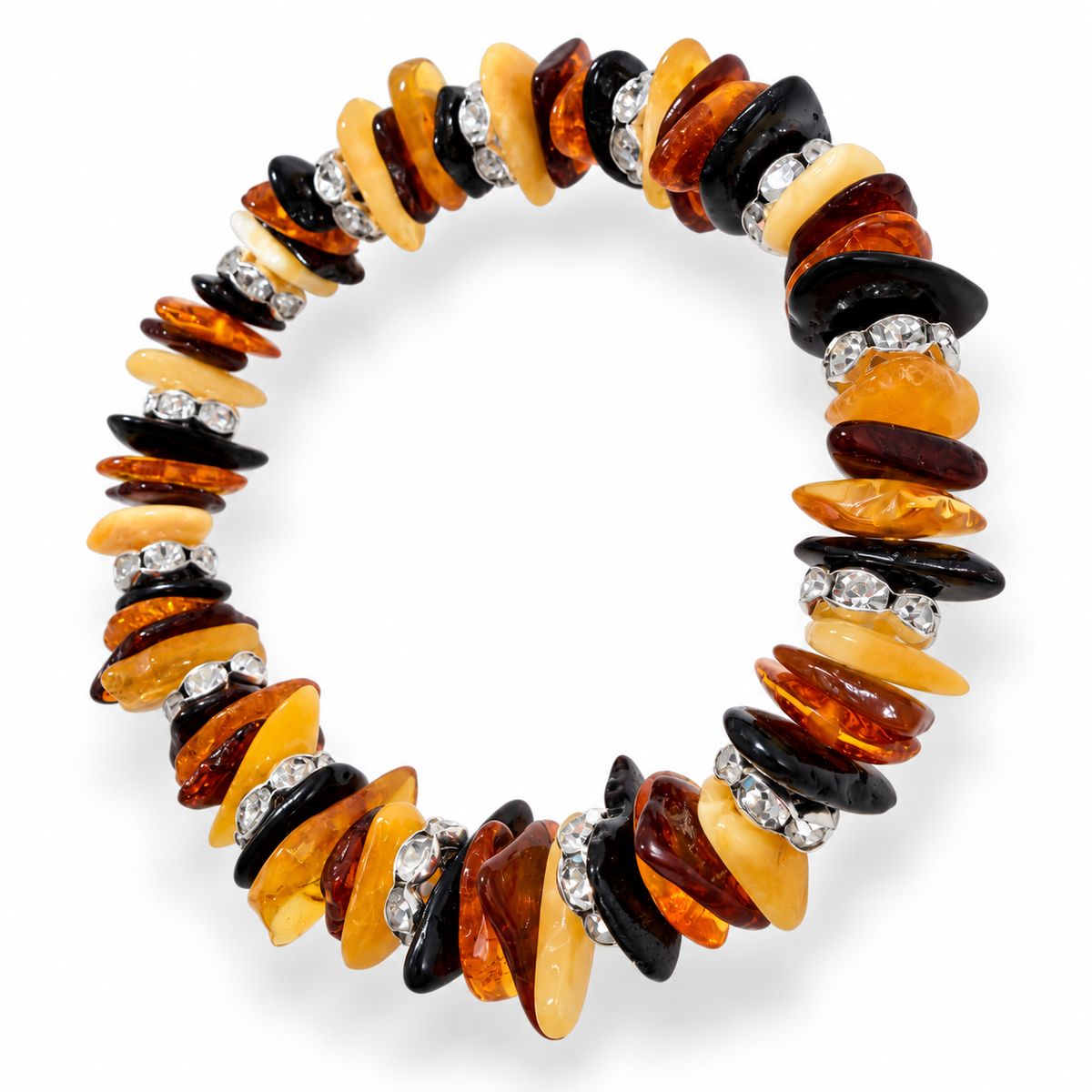 Genuine Baltic Amber Stretch Bracelet | Cognac or Multicolor Amber