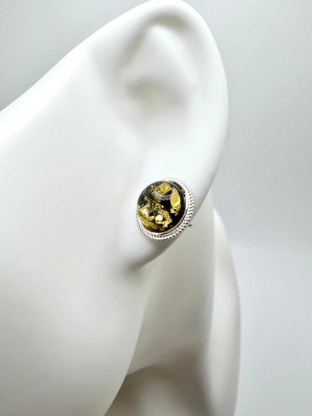 Genuine Baltic Amber Stud Earrings | Sterling Silver | Honey or Green | Handmade in Poland | Everyday Comfort & Style