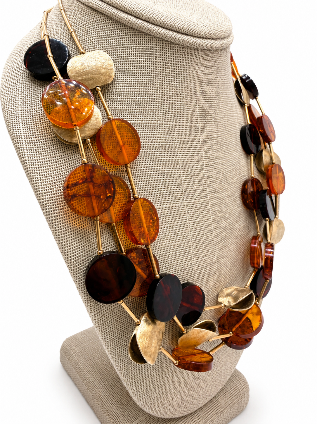 Genuine Baltic Amber Triple Strand Ombre Necklace