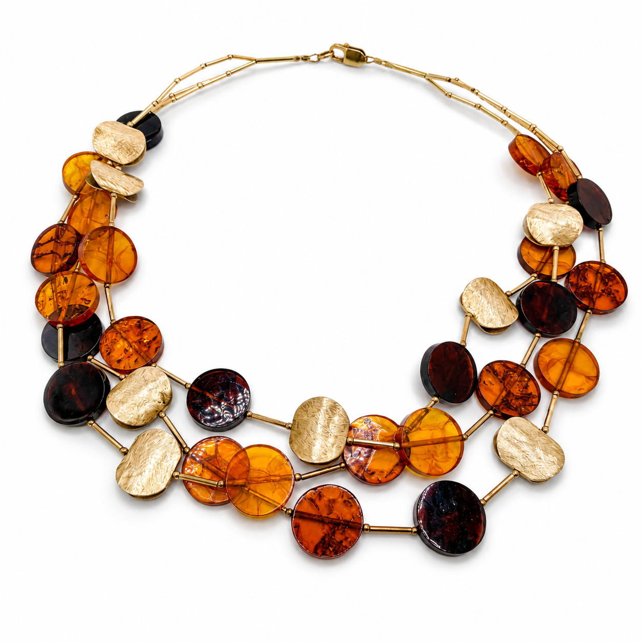 Genuine Baltic Amber Triple Strand Ombre Necklace
