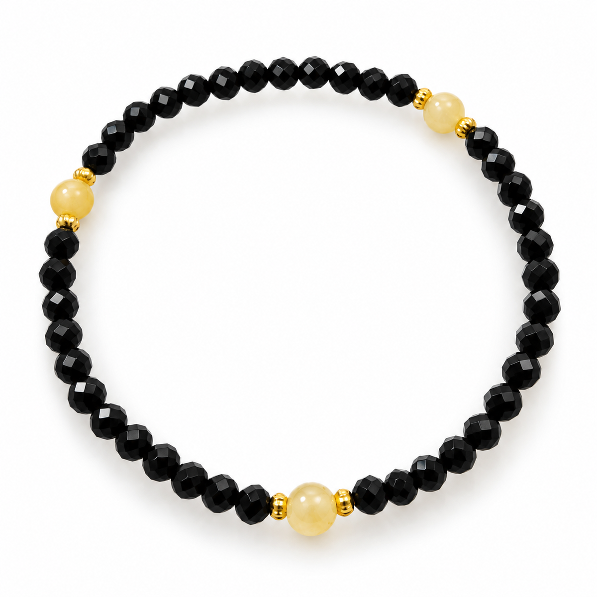 Genuine Baltic Amber & Black Hematite Stretch Bracelet
