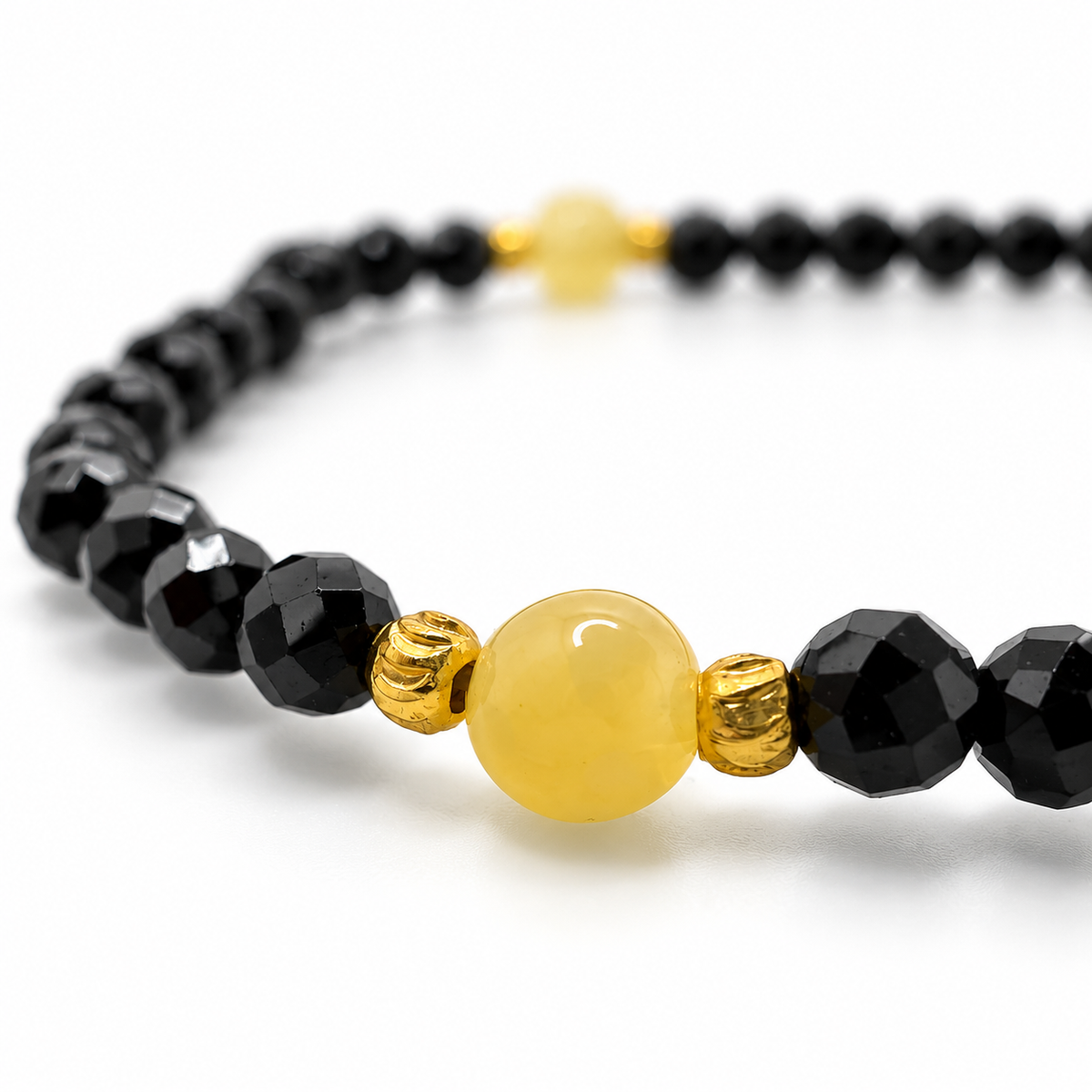 Genuine Baltic Amber & Black Hematite Stretch Bracelet