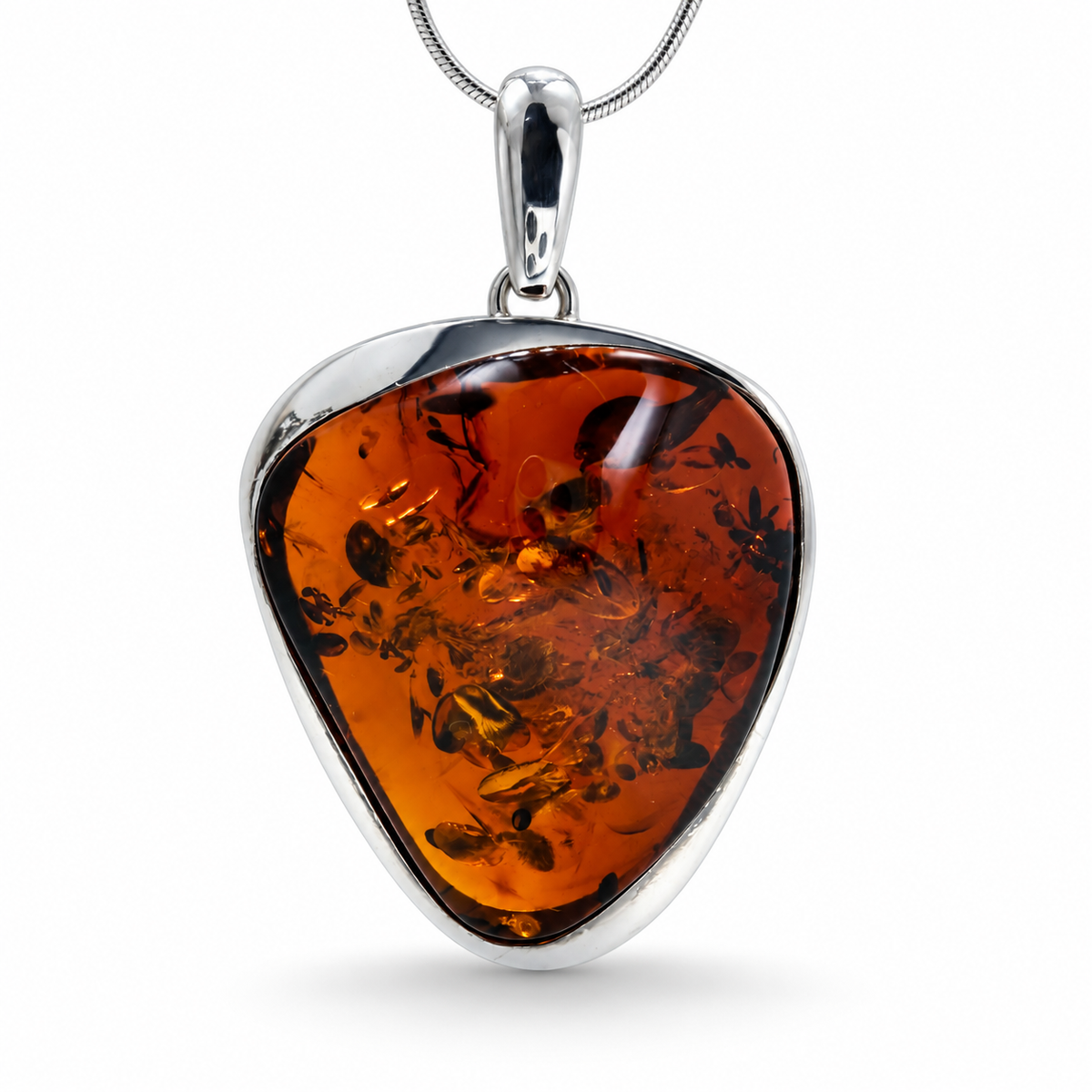 Genuine Baltic Amber & Sterling Silver Modern Pendant – Handmade in Poland – Choose Your Exact Pendant