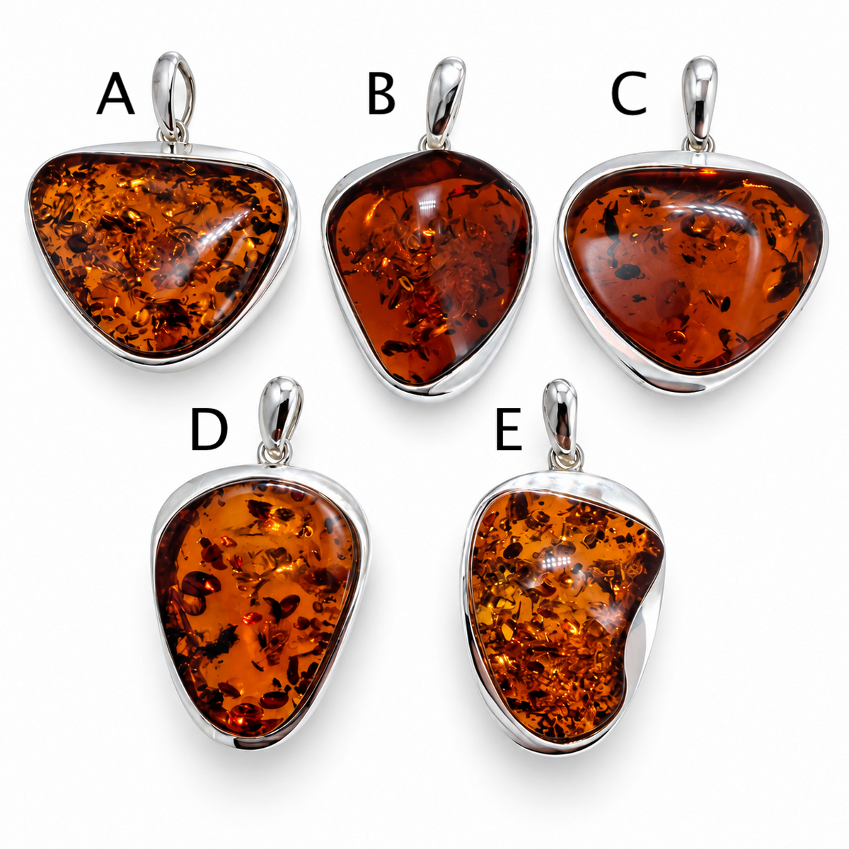 Genuine Baltic Amber & Sterling Silver Modern Pendant 