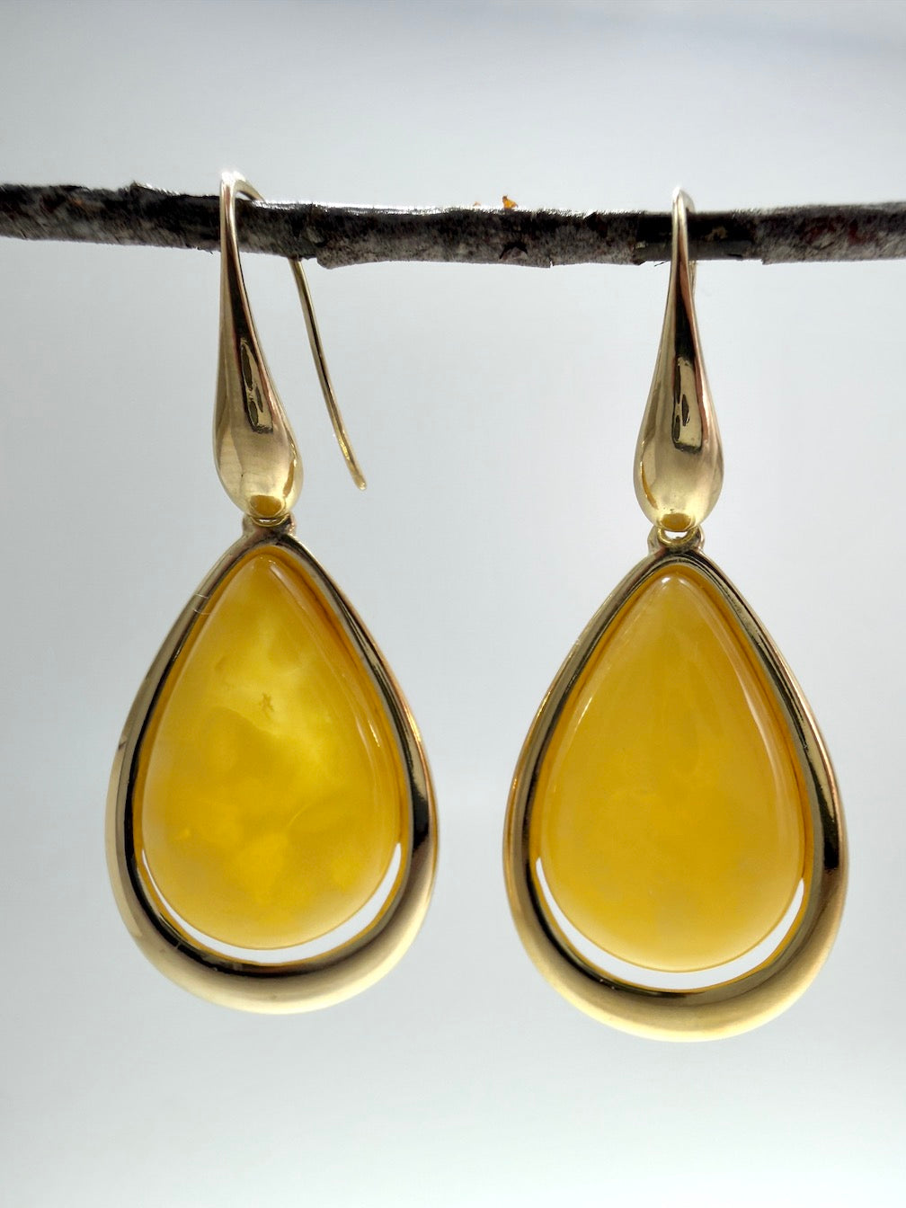 Handmade in Poland • Gold Plated Sterling Silver • Genuine Butterscotch Baltic Amber Set