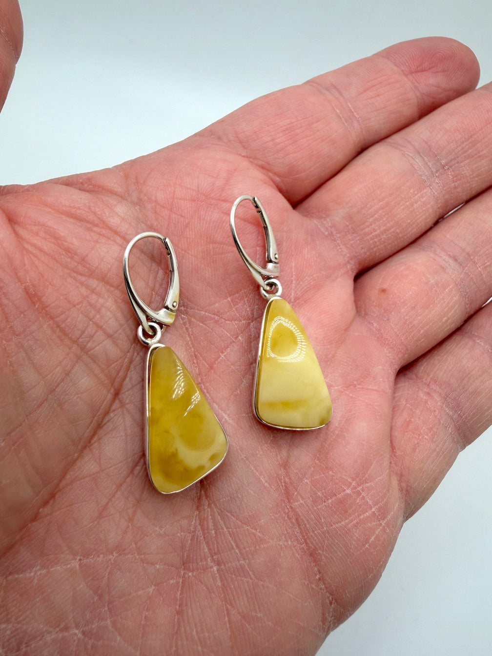 Genuine Butterscotch Baltic Amber & 925 Sterling Silver Drop Earrings
