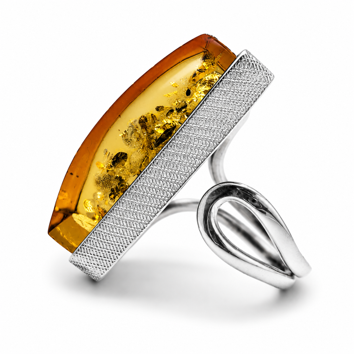 Genuine Green Baltic Amber Sterling Silver Ring