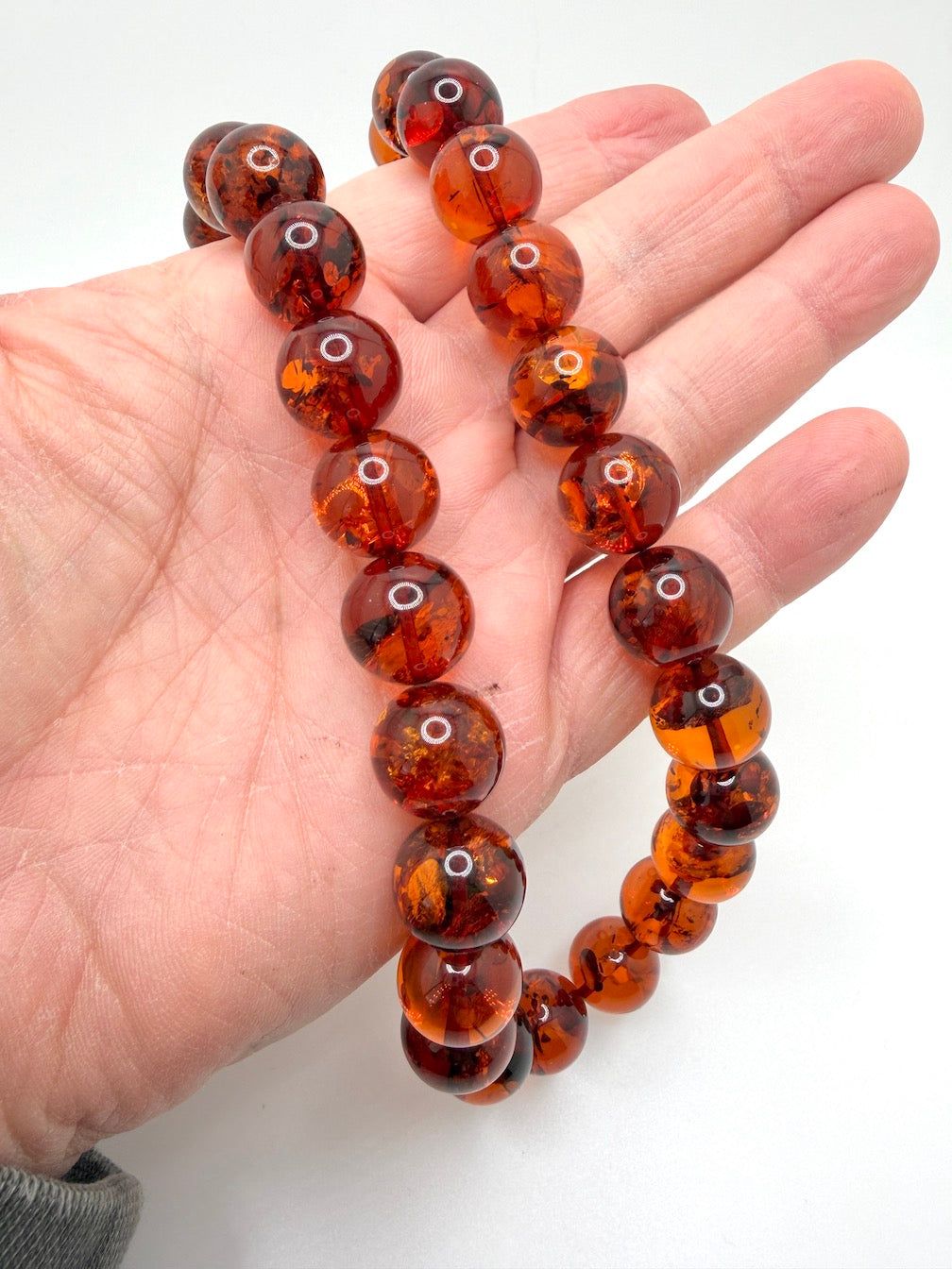 Genuine Honey Baltic Amber Beaded Necklace – Large Round Amber Balls – Museum Quality Showpiece