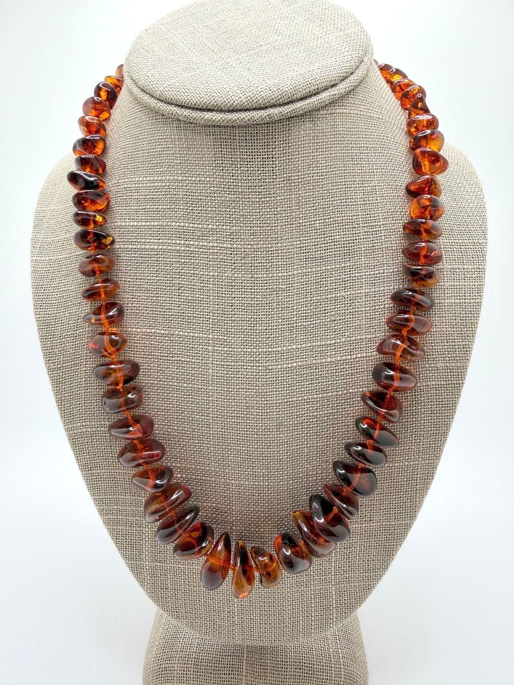 Genuine Honey Cognac Baltic Amber Graduated Bead Necklace